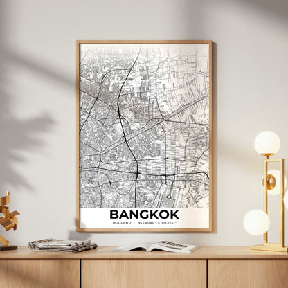 Bangkok Elegant Map Poster