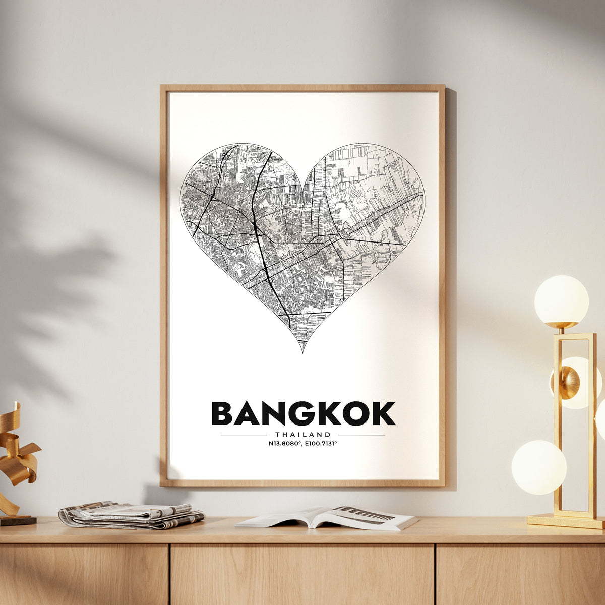 Bangkok Heart Map Poster