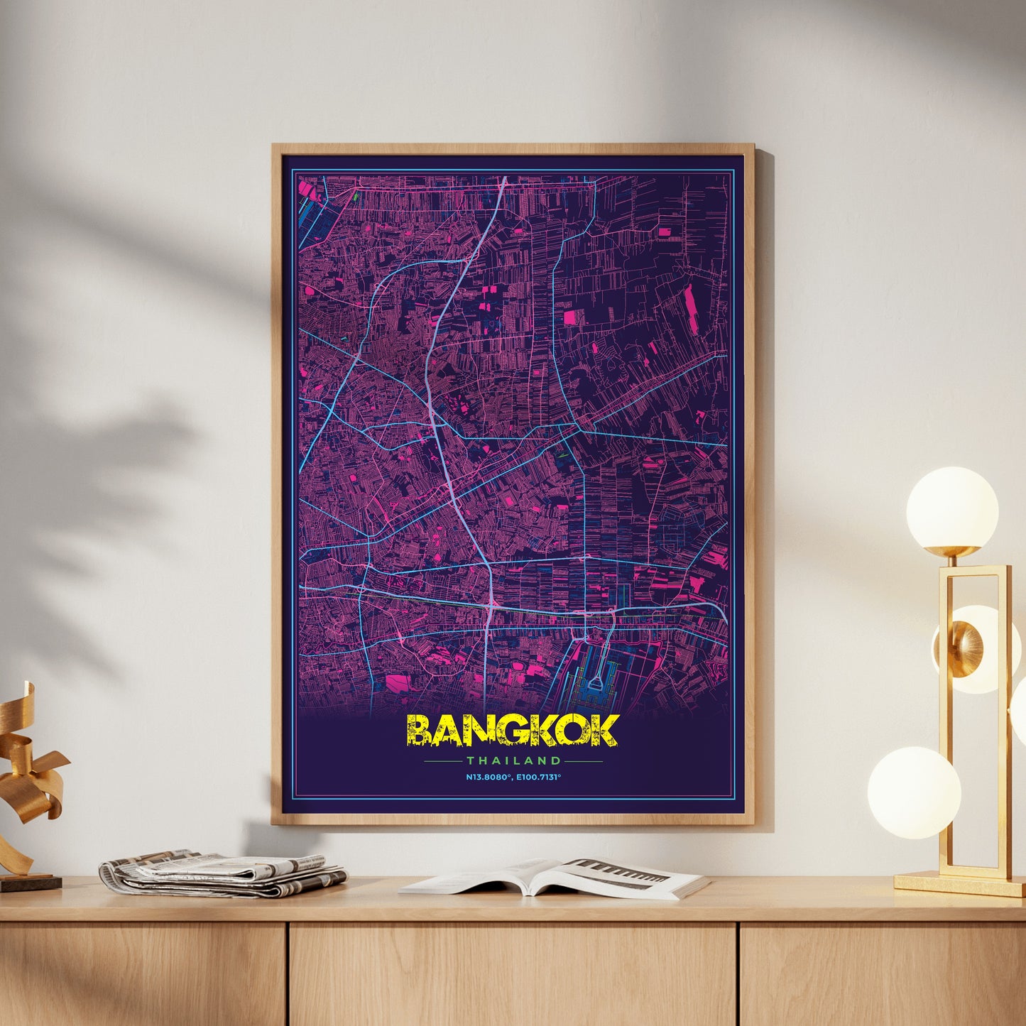 Bangkok Cyberpunk Map Poster