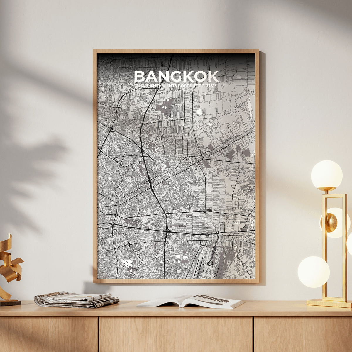 Bangkok Ash Map Poster