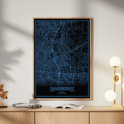 Bangkok Phosphor Map Poster - IBM Blue