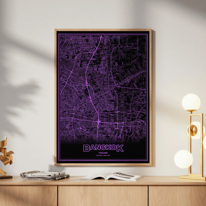 Bangkok Phosphor Map Poster - EGA Violet
