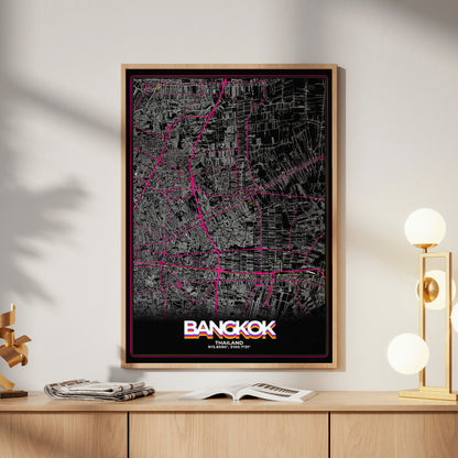 Bangkok Retro Map Poster