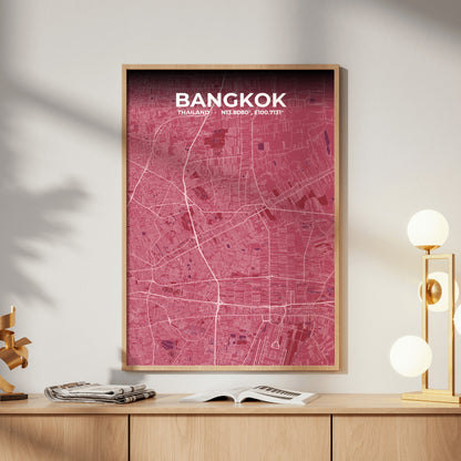 Bangkok Scarlet Map Poster