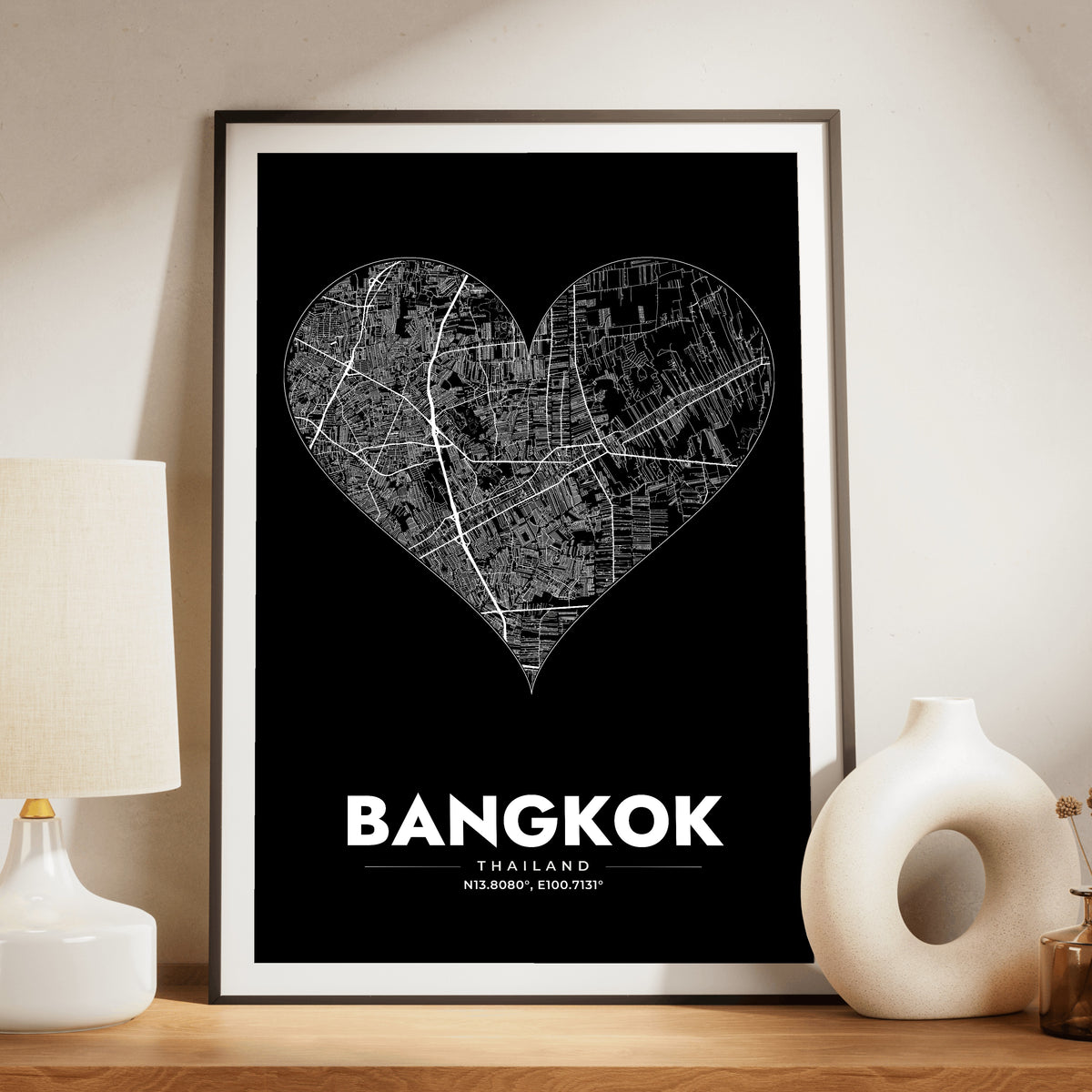 Bangkok Heart Map Poster