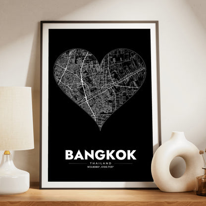 Bangkok Heart Map Poster