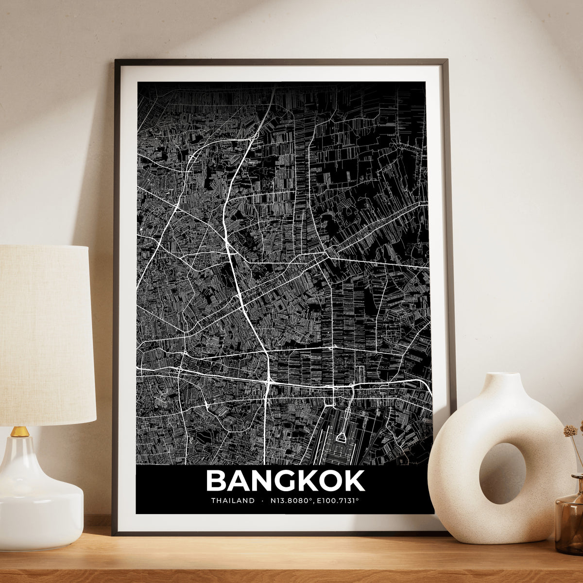 Bangkok Elegant Map Poster