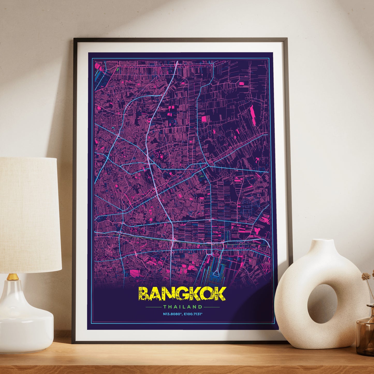 Bangkok Cyberpunk Map Poster