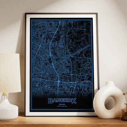 Bangkok Phosphor Map Poster - IBM Blue