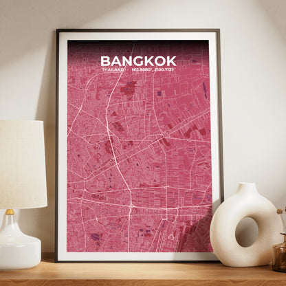 Bangkok Scarlet Map Poster