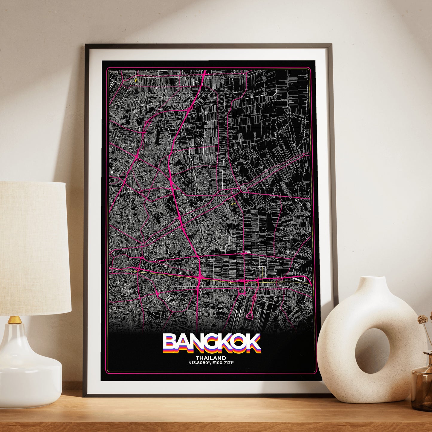 Bangkok Retro Map Poster