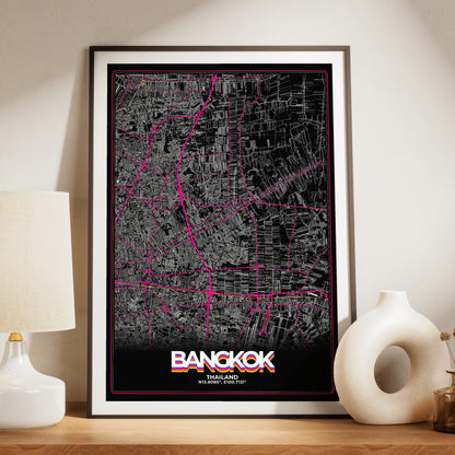 Bangkok Retro Map Poster