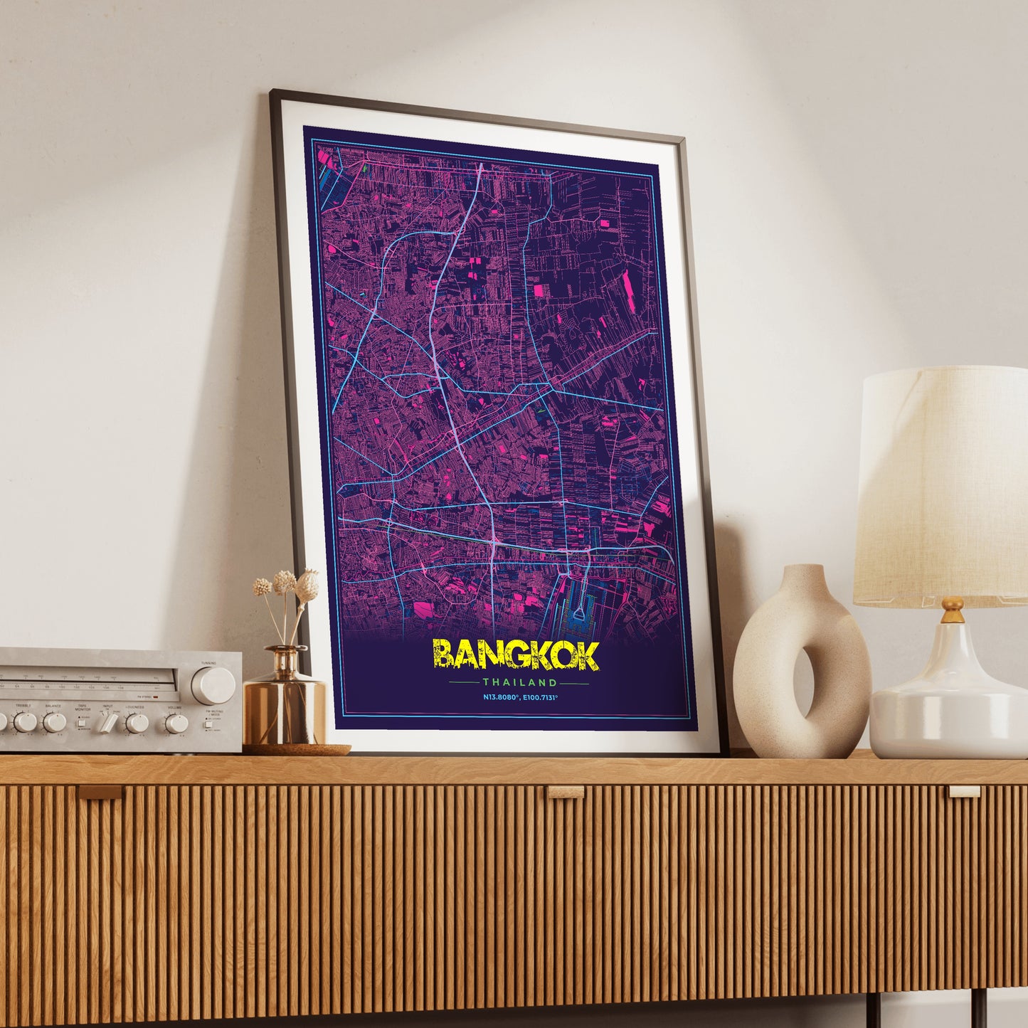 Bangkok Cyberpunk Map Poster