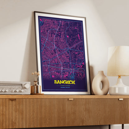 Bangkok Cyberpunk Map Poster