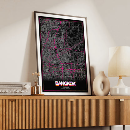 Bangkok Retro Map Poster
