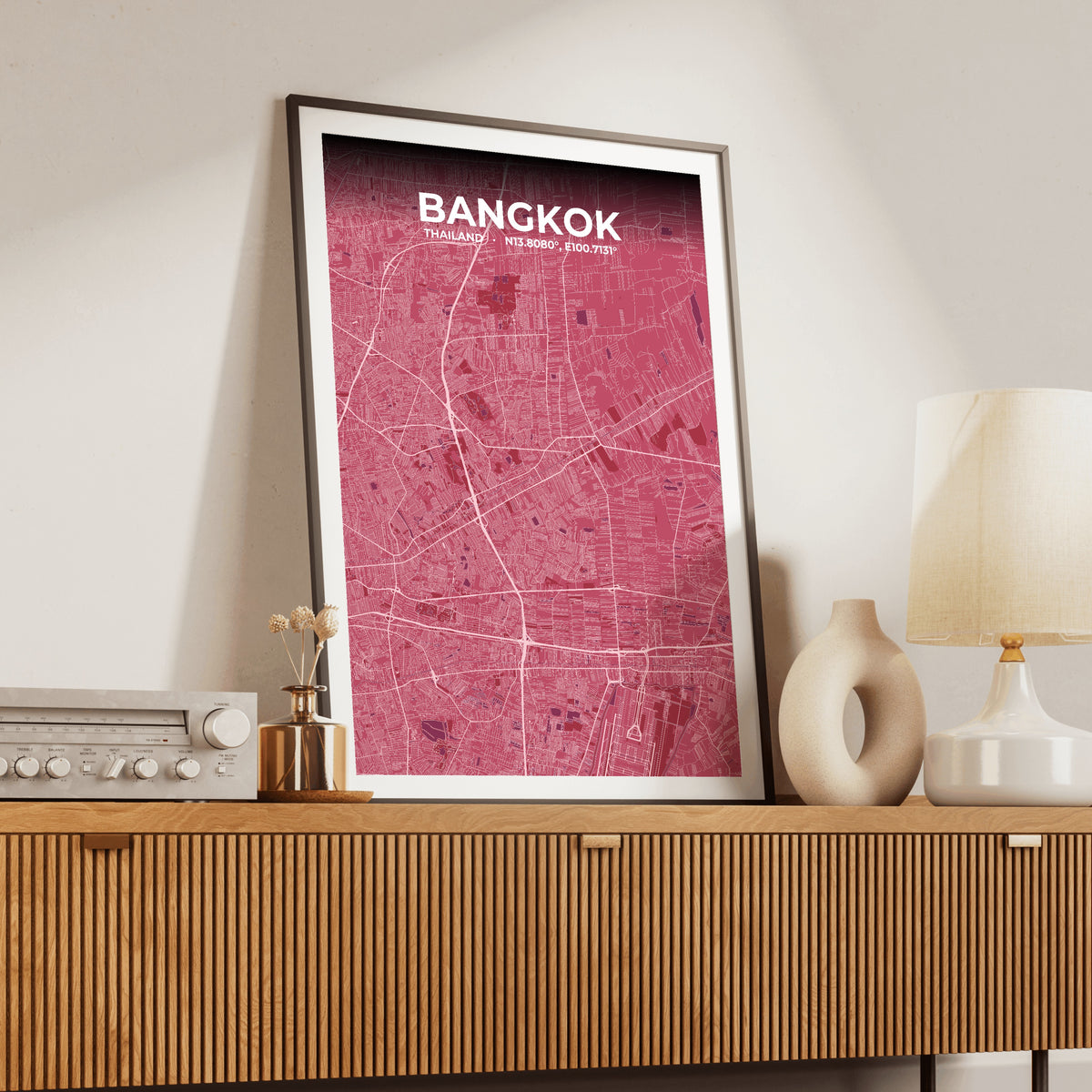 Bangkok Scarlet Map Poster