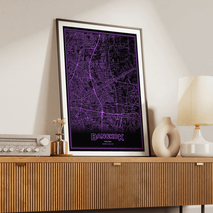 Bangkok Phosphor Map Poster - EGA Violet