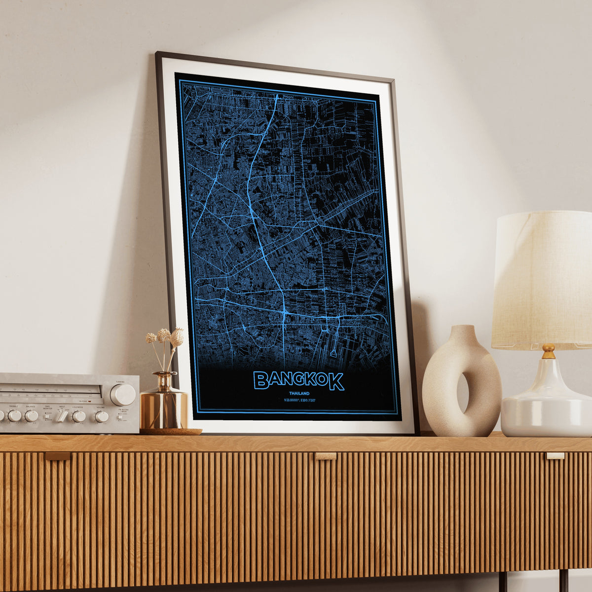 Bangkok Phosphor Map Poster - IBM Blue