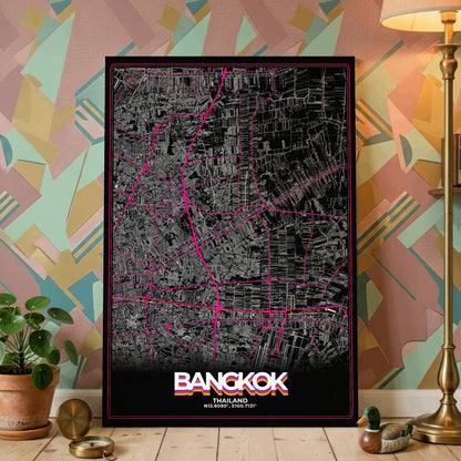 Bangkok Retro Map Poster