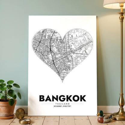 Bangkok Heart Map Poster