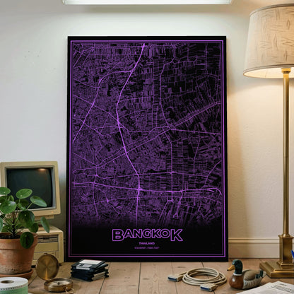 Bangkok Phosphor Map Poster - EGA Violet