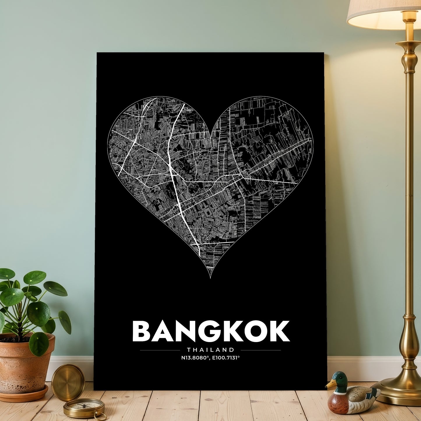 Bangkok Heart Map Poster