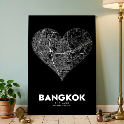 Bangkok Heart Map Poster