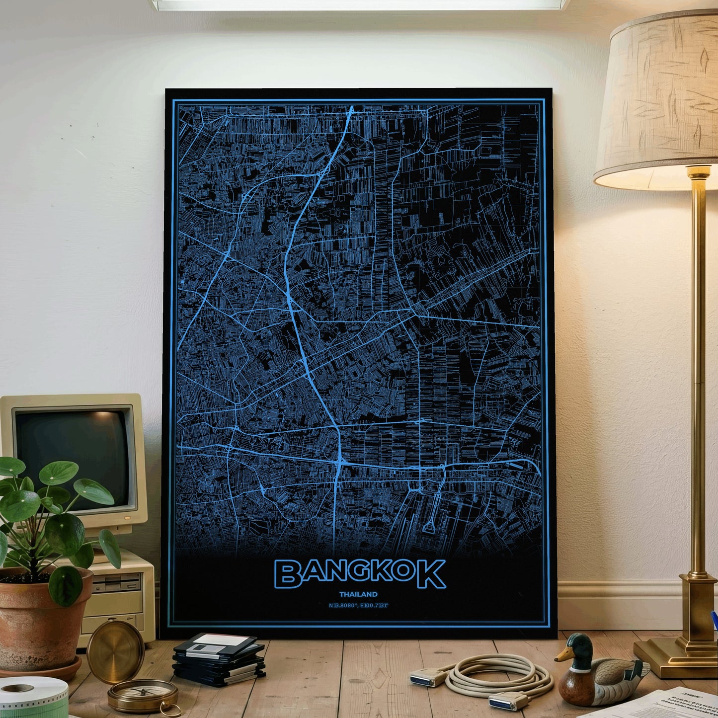 Bangkok Phosphor Map Poster - IBM Blue