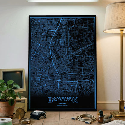 Bangkok Phosphor Map Poster - IBM Blue