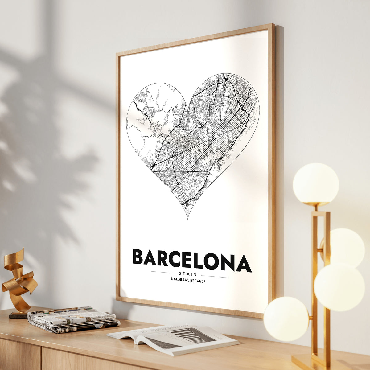 Barcelona Heart Map Poster