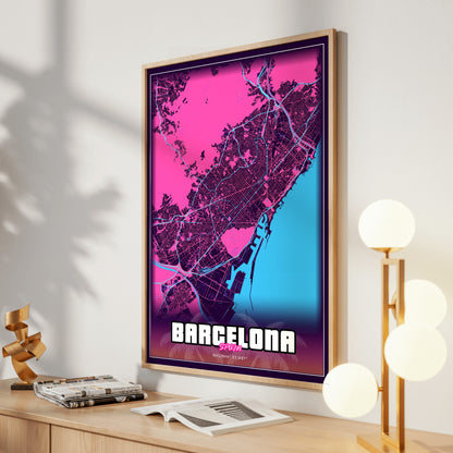 Barcelona GTA Map Poster