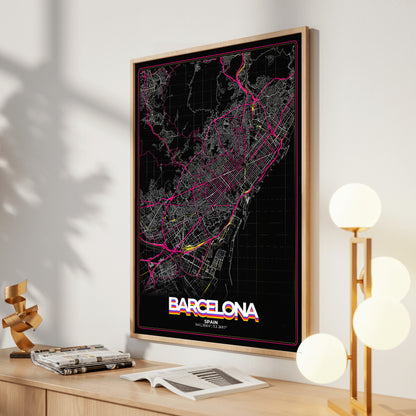 Barcelona Retro Map Poster