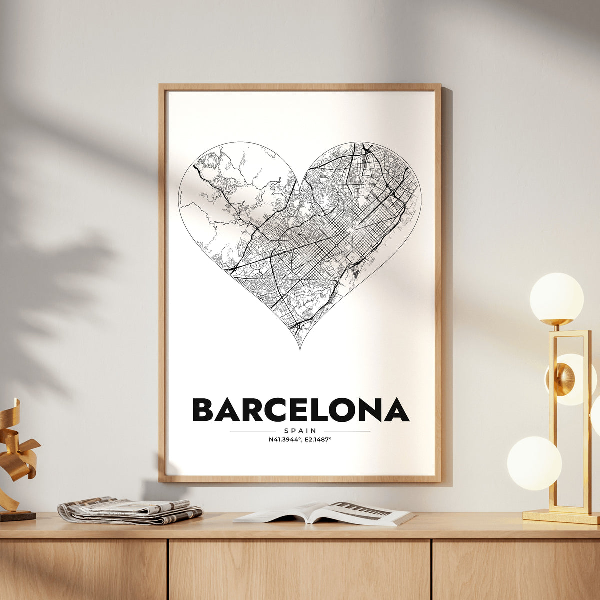 Barcelona Heart Map Poster