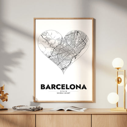 Barcelona Heart Map Poster