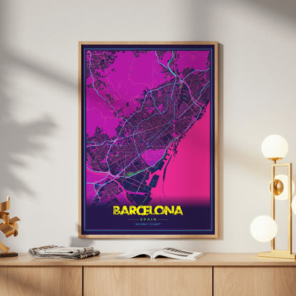Barcelona Cyberpunk Map Poster
