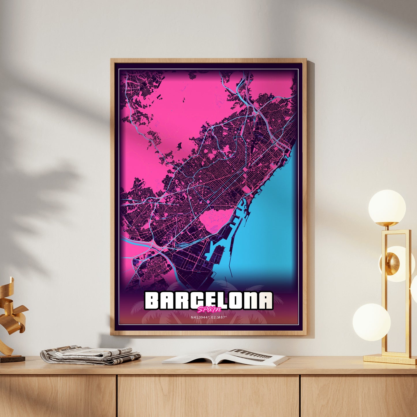 Barcelona GTA Map Poster