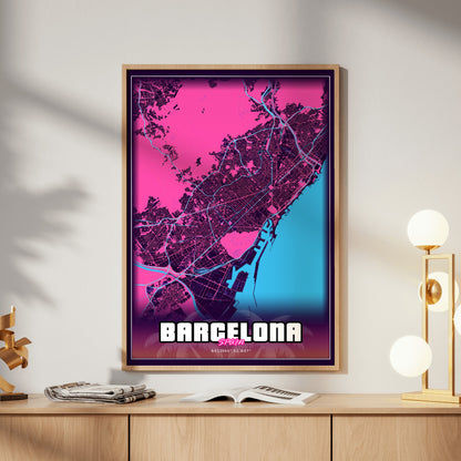 Barcelona GTA Map Poster