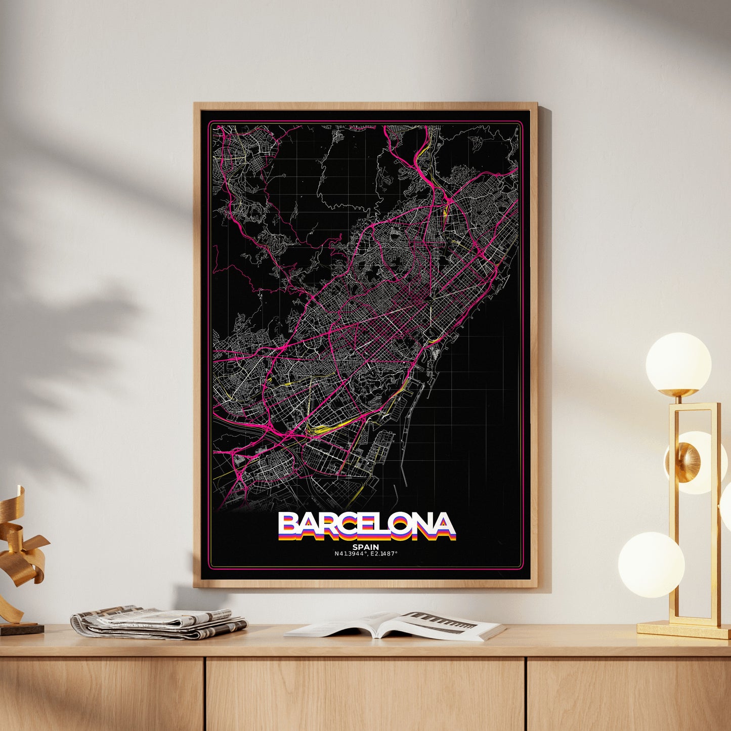 Barcelona Retro Map Poster