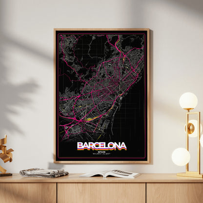 Barcelona Retro Map Poster
