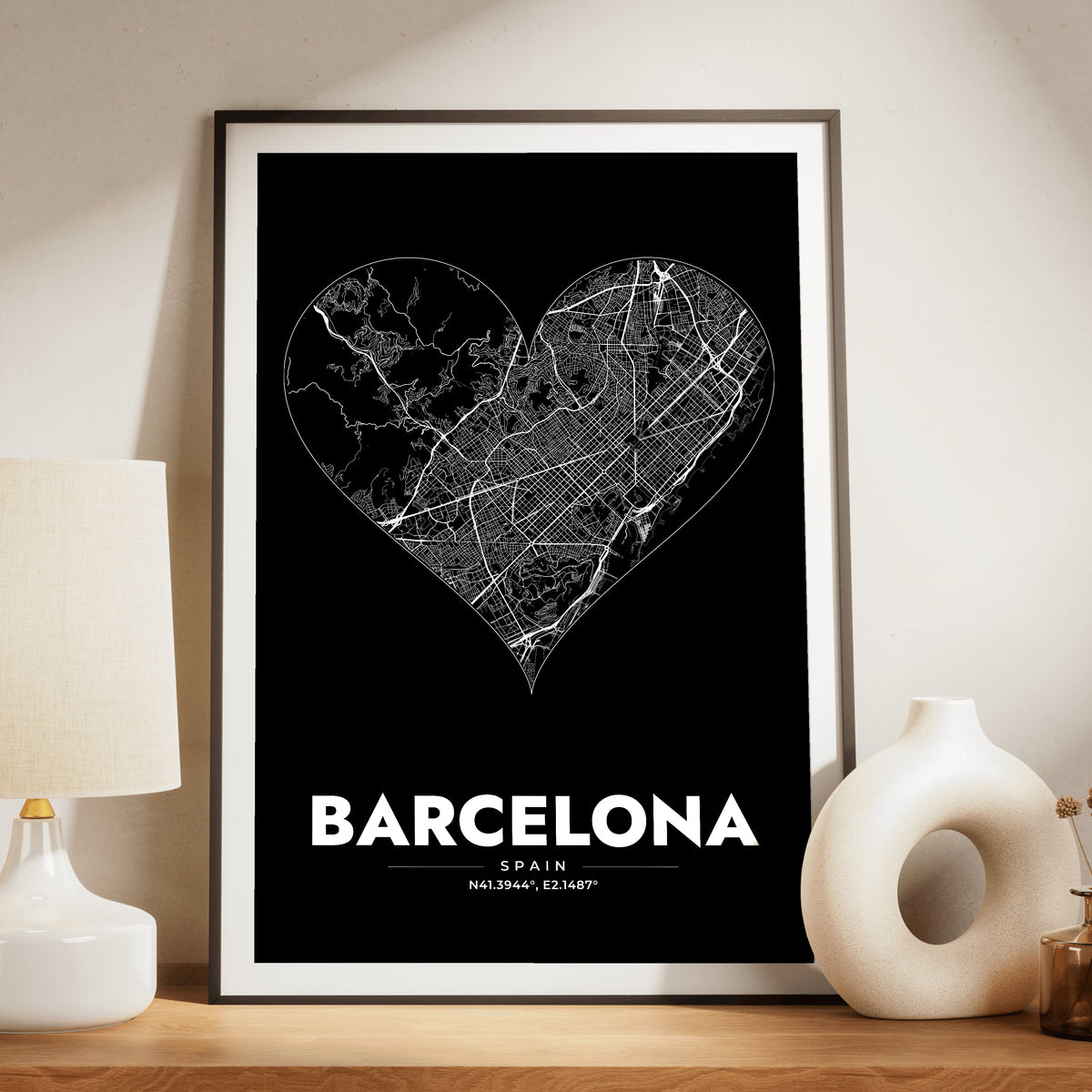 Barcelona Heart Map Poster