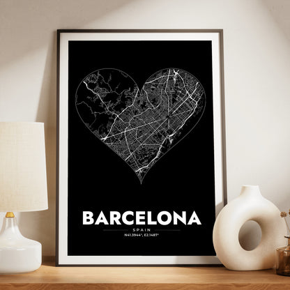 Barcelona Heart Map Poster