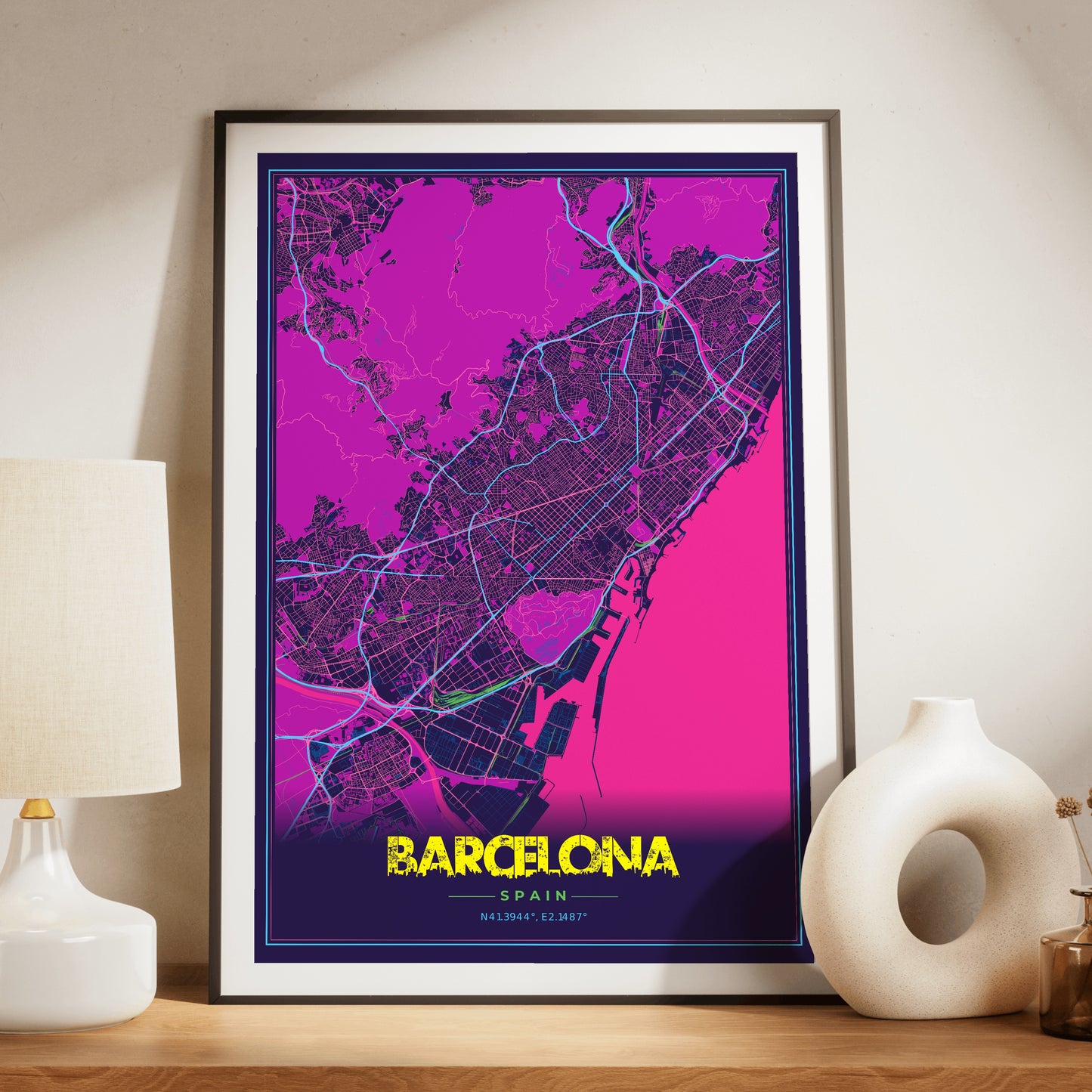 Barcelona Cyberpunk Map Poster