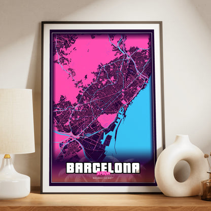 Barcelona GTA Map Poster