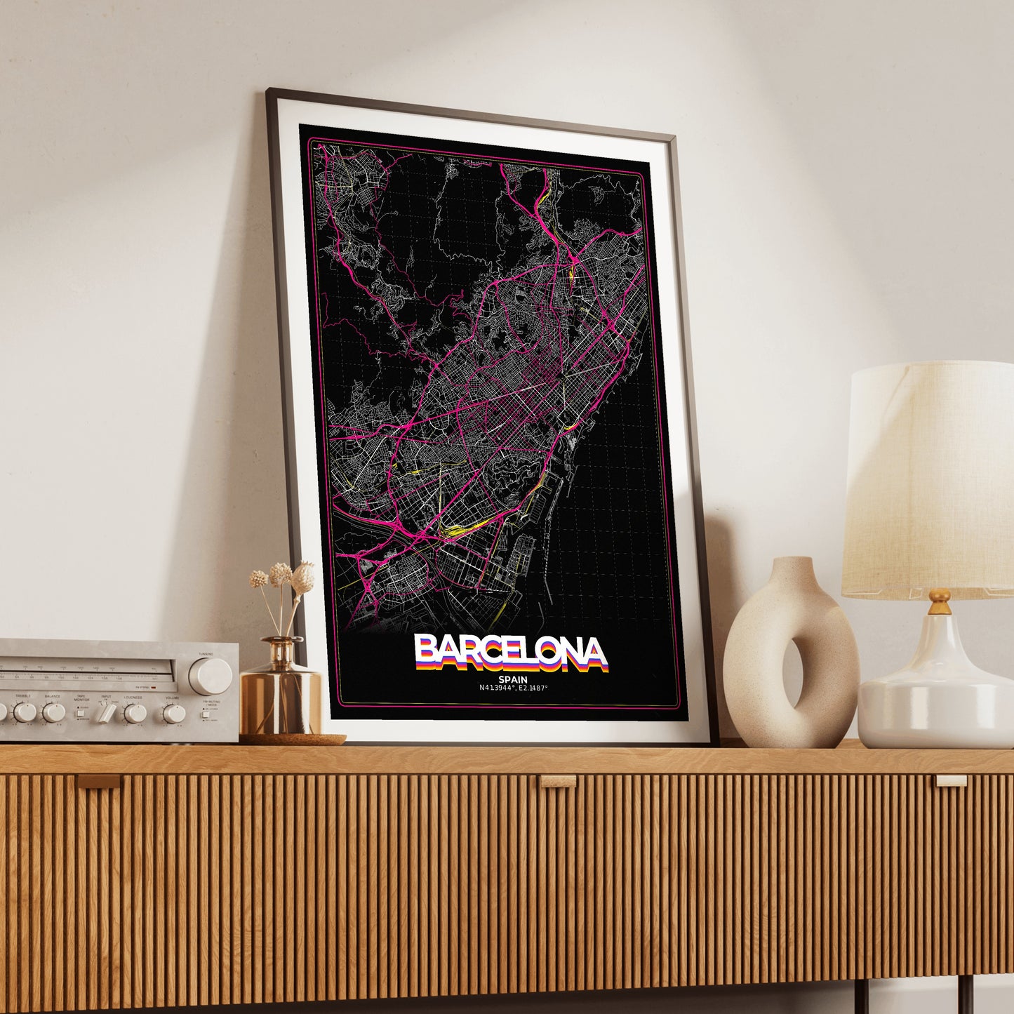 Barcelona Retro Map Poster