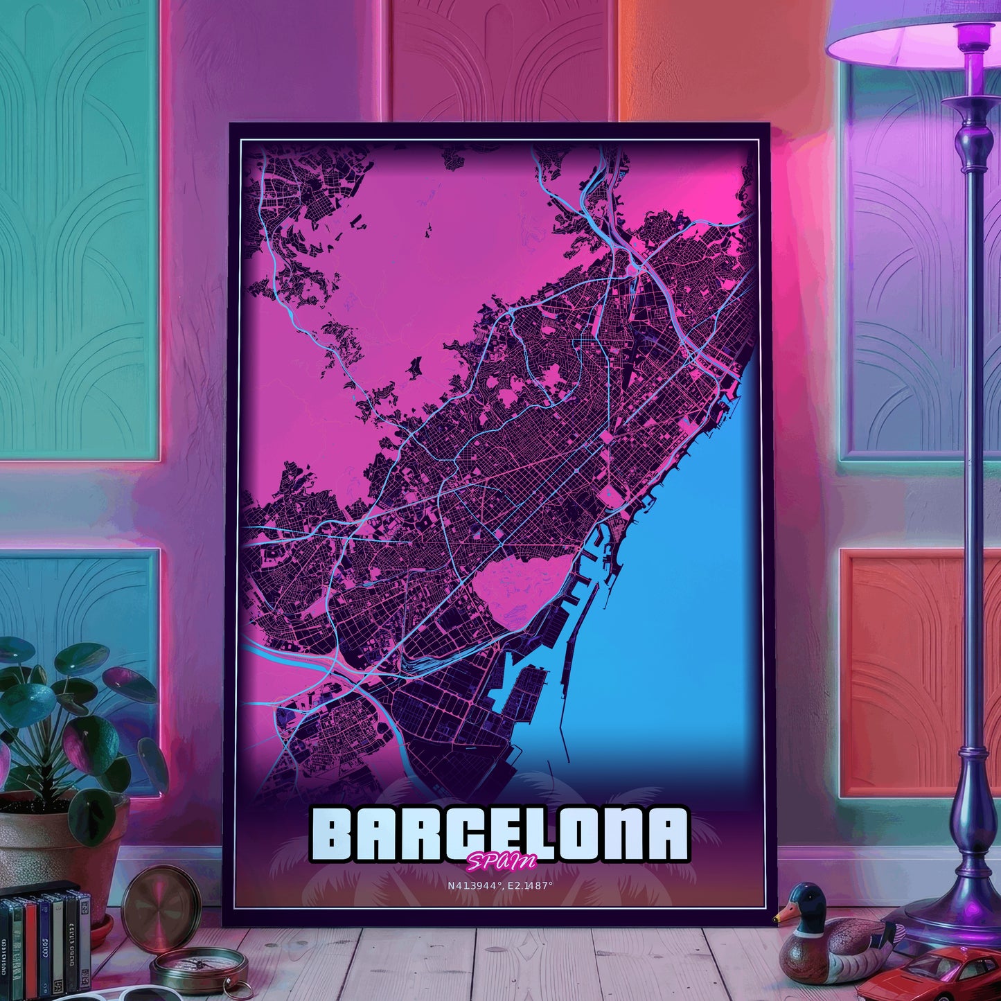 Barcelona GTA Map Poster
