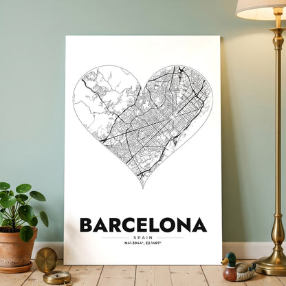 Barcelona Heart Map Poster