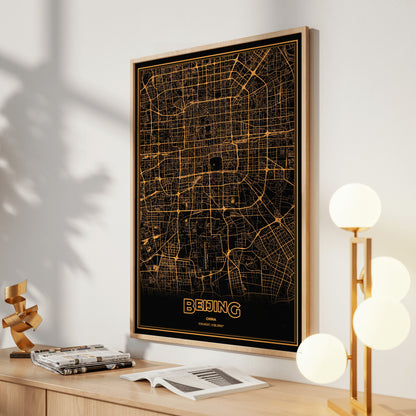 Beijing Phosphor Map Poster - Amber CRT