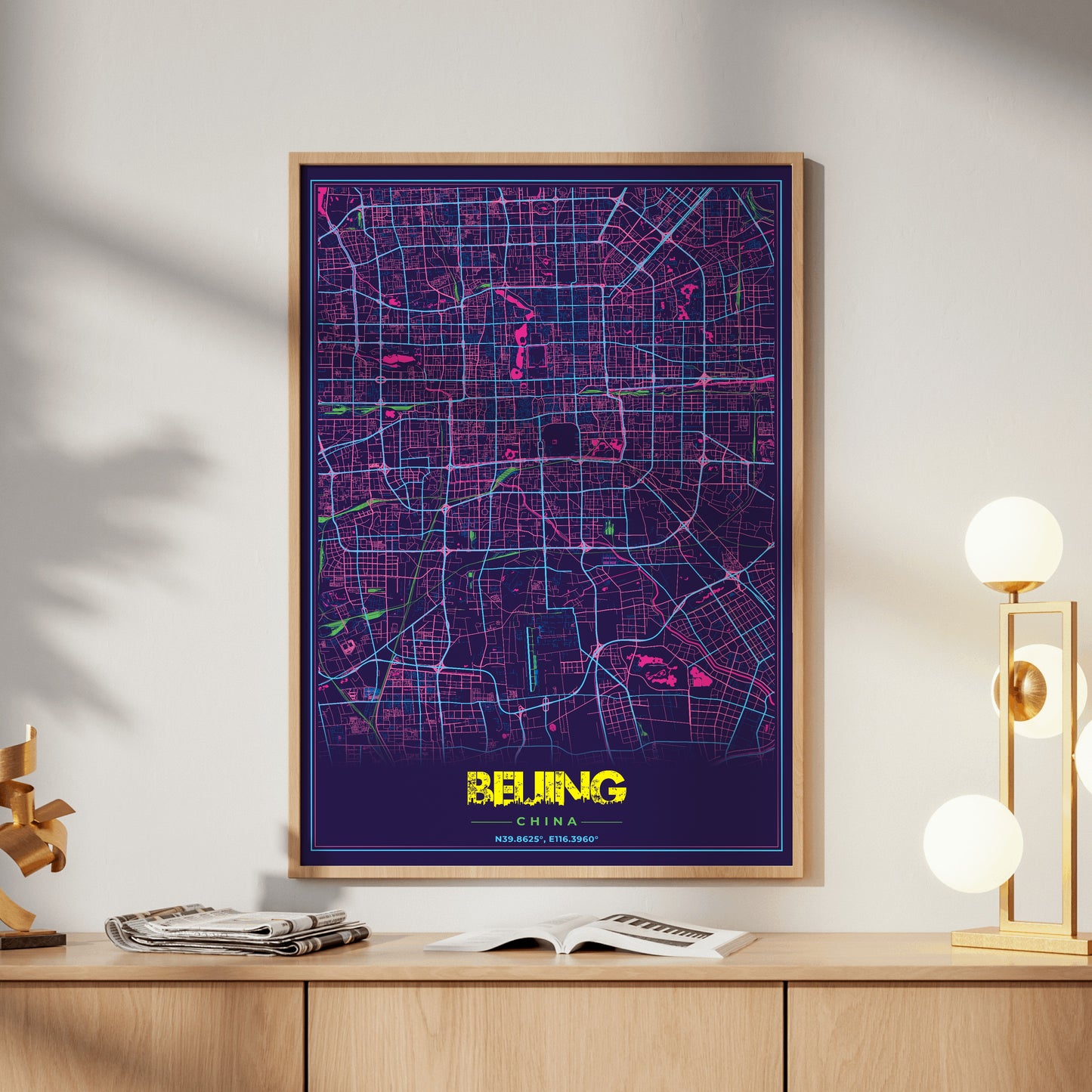 Beijing Cyberpunk Map Poster