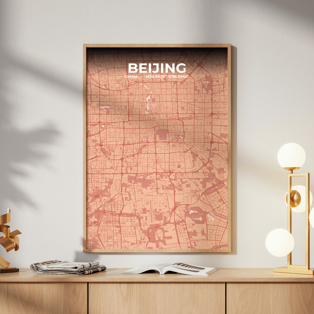 Beijing Blush Map Poster