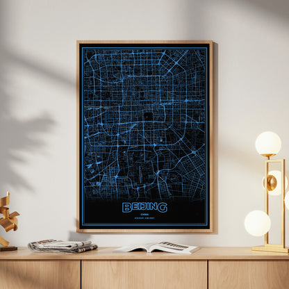 Beijing Phosphor Map Poster - IBM Blue